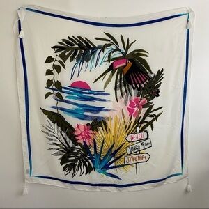 Tropical Colorful Beach Themed Large Tassel Scarf